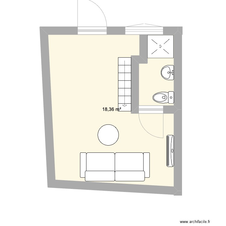 Petite maison. Plan de 3 pièces et 38 m2