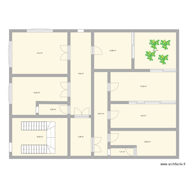 moi bb. Plan de 13 pièces et 166 m2