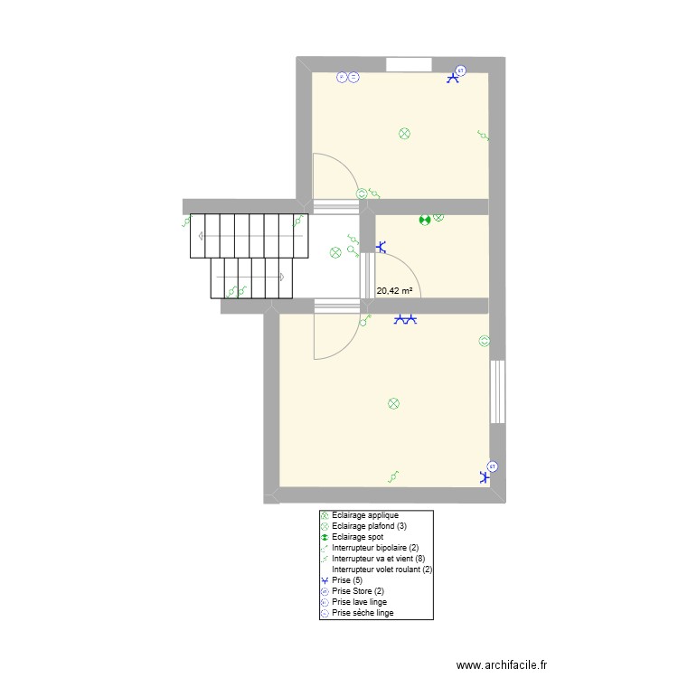 sdb 12. Plan de 1 pièce et 20 m2