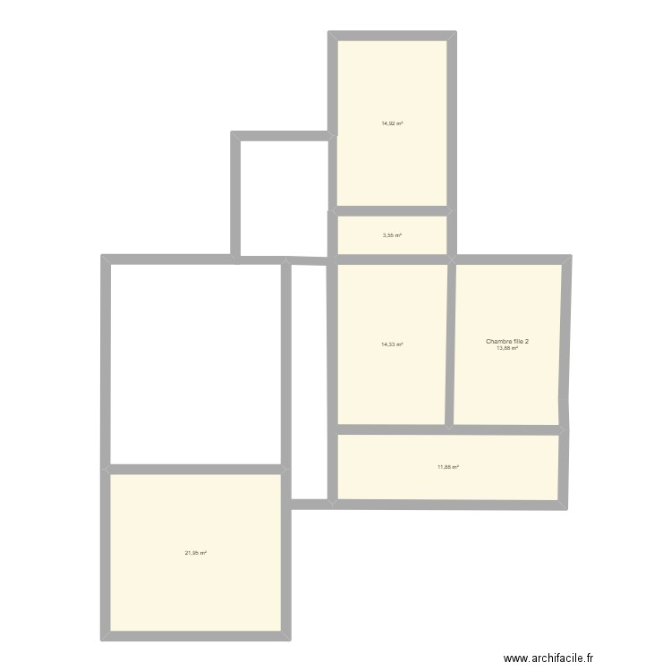 3roubia modele2_plan 1er etage. Plan de 6 pièces et 81 m2