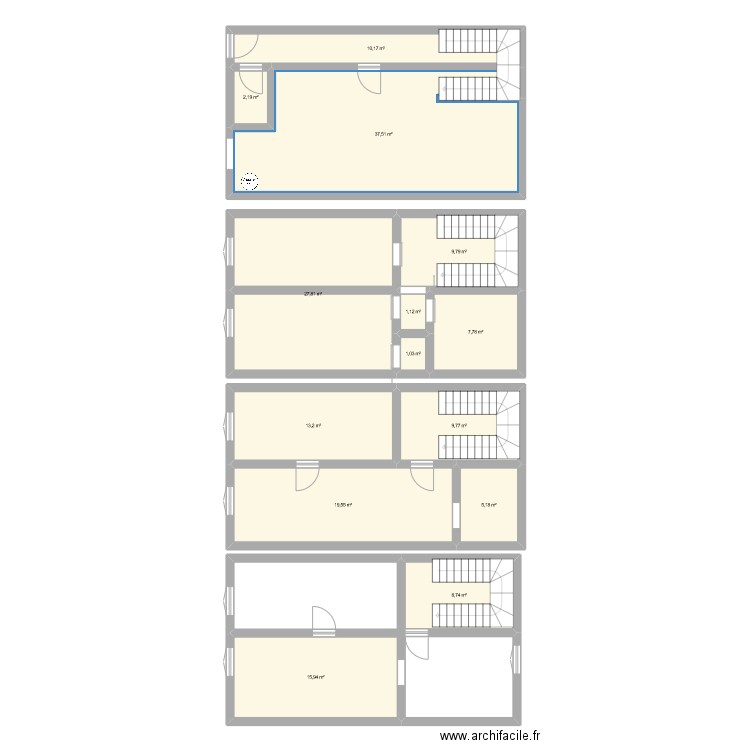 RDC - Buanderie. Plan de 14 pièces et 170 m2