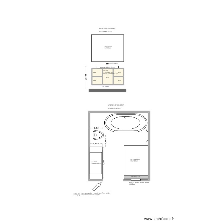 master badkamer joris-2. Plan de 5 pièces et 1 m2