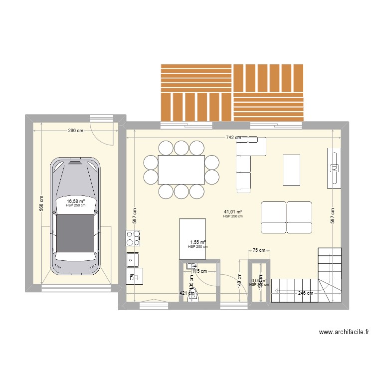 MAISON. Plan de 4 pièces et 62 m2