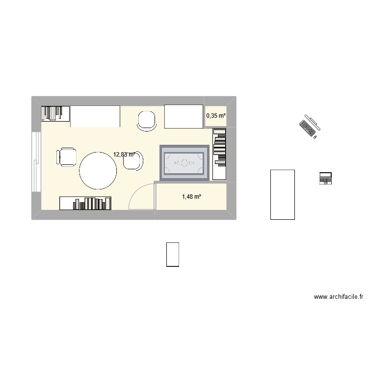 Bureau vence v3. Plan de 3 pièces et 15 m2