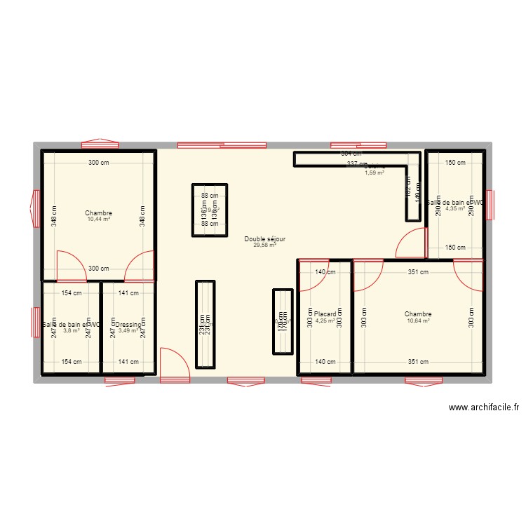 chalet. Plan de 11 pièces et 117 m2