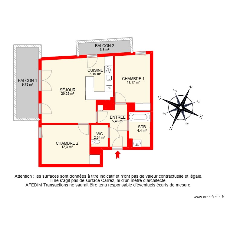 BI24505 -. Plan de 15 pièces et 76 m2