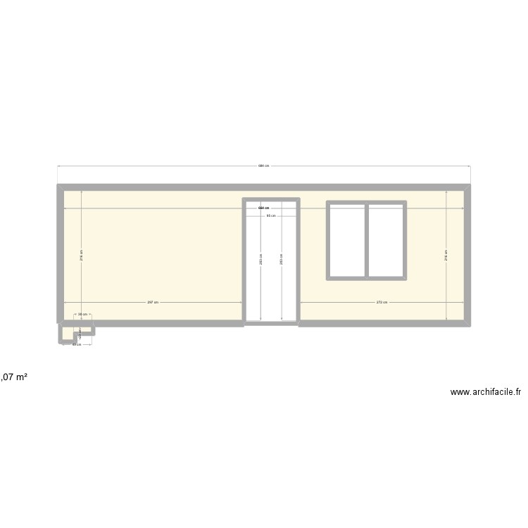 Façade nord. Plan de 5 pièces et 16 m2