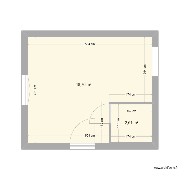 irigny. Plan de 2 pièces et 21 m2