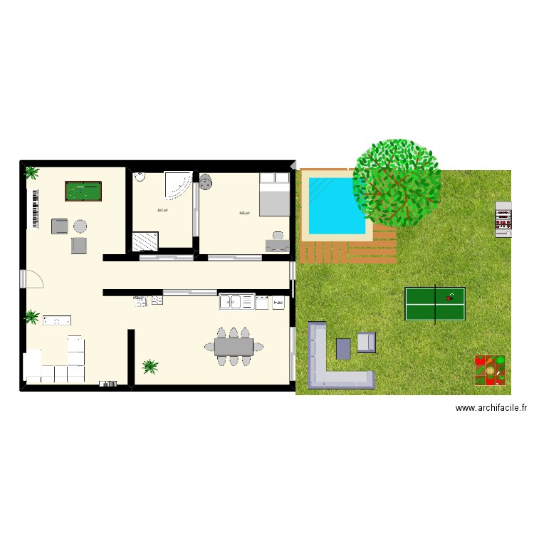 maison. Plan de 3 pièces et 108 m2