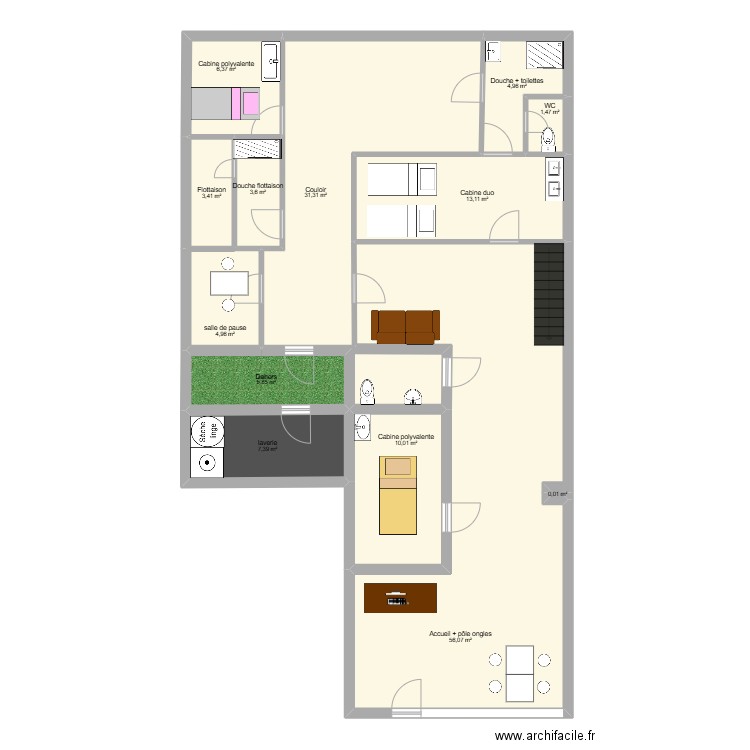 Plan institut 2. Plan de 13 pièces et 149 m2