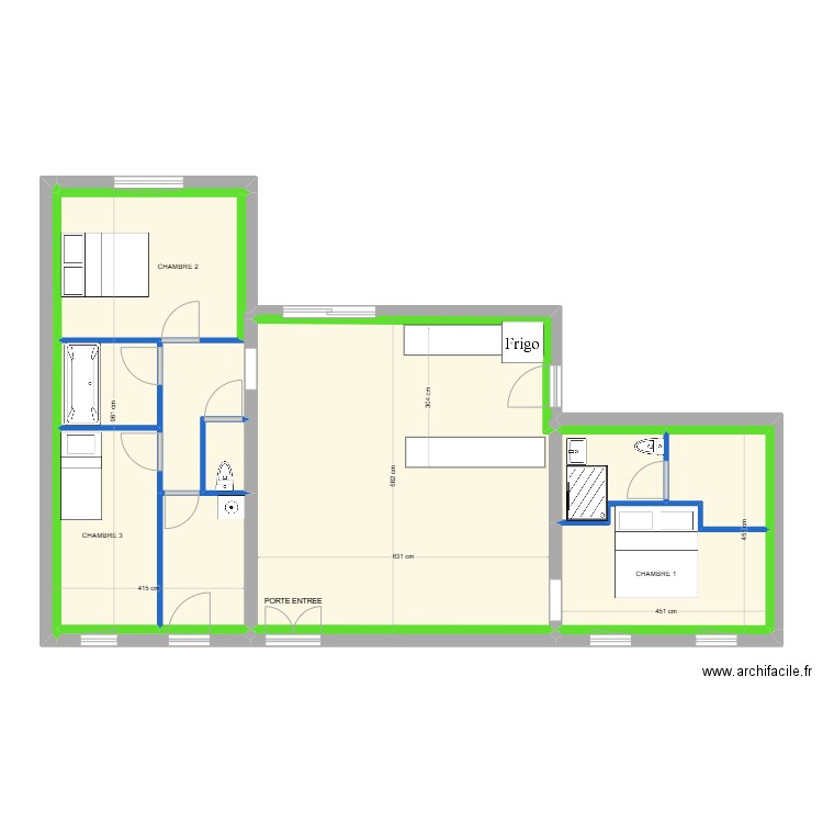 DUMERY. Plan de 17 pièces et 94 m2