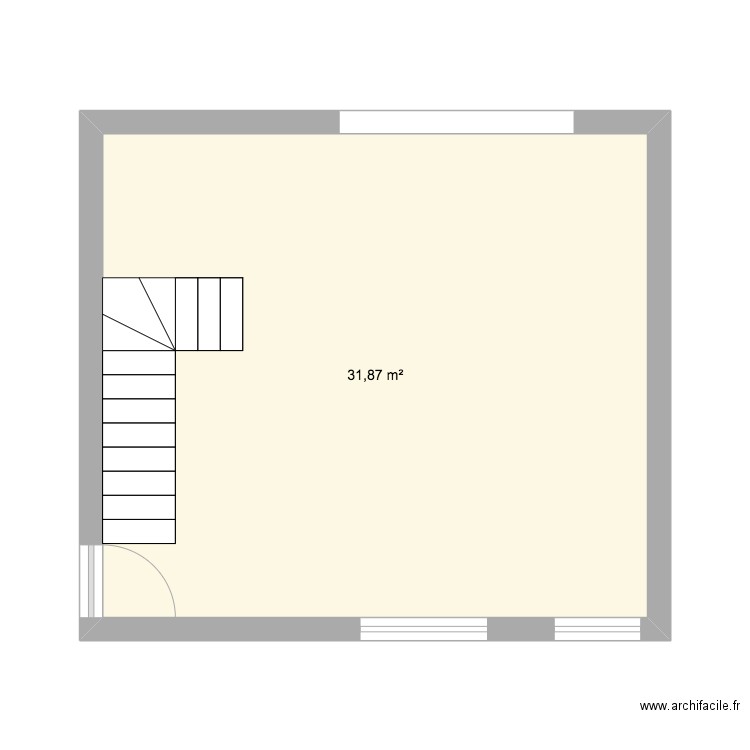 rdc. Plan de 1 pièce et 32 m2