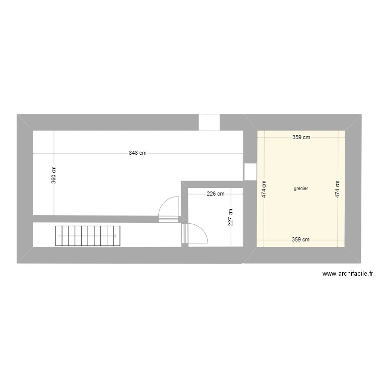 étage modifié. Plan de 1 pièce et 17 m2