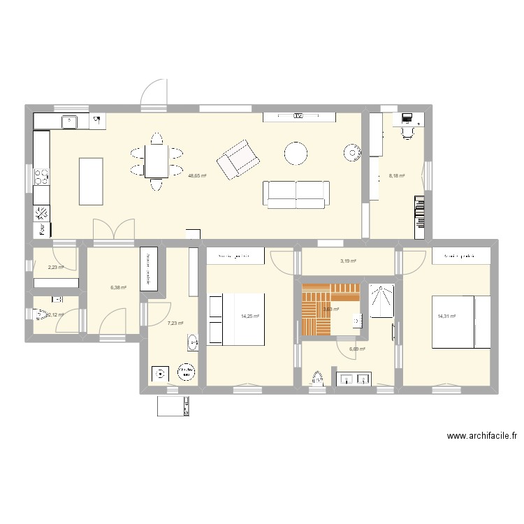 Bungalow mit Nord-Eingang - Variante A. Plan de 11 pièces et 117 m2