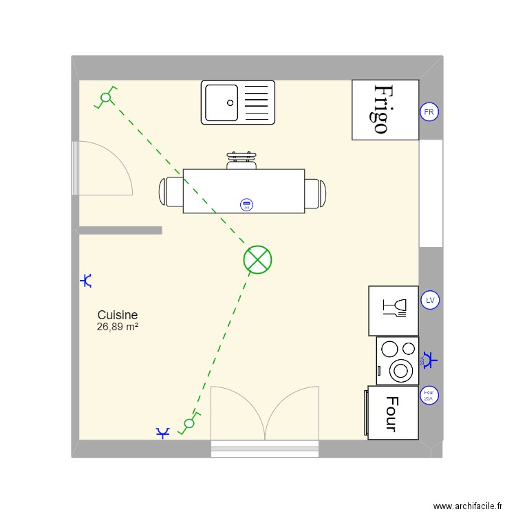 premier plan . Plan de 1 pièce et 27 m2