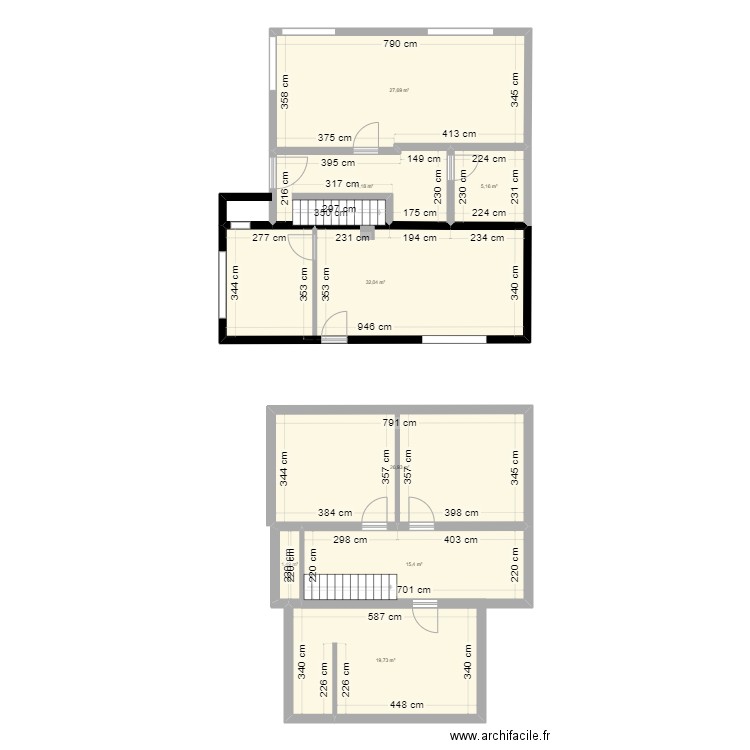 4  vignes - pour aménagement  . Plan de 15 pièces et 229 m2