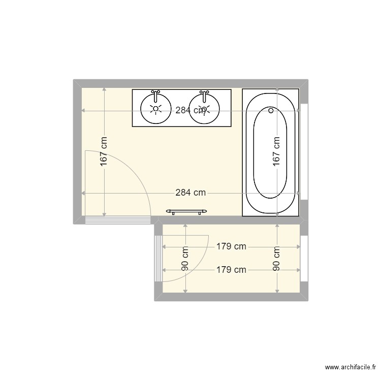 Etat-Actuel_Schwartz. Plan de 2 pièces et 6 m2