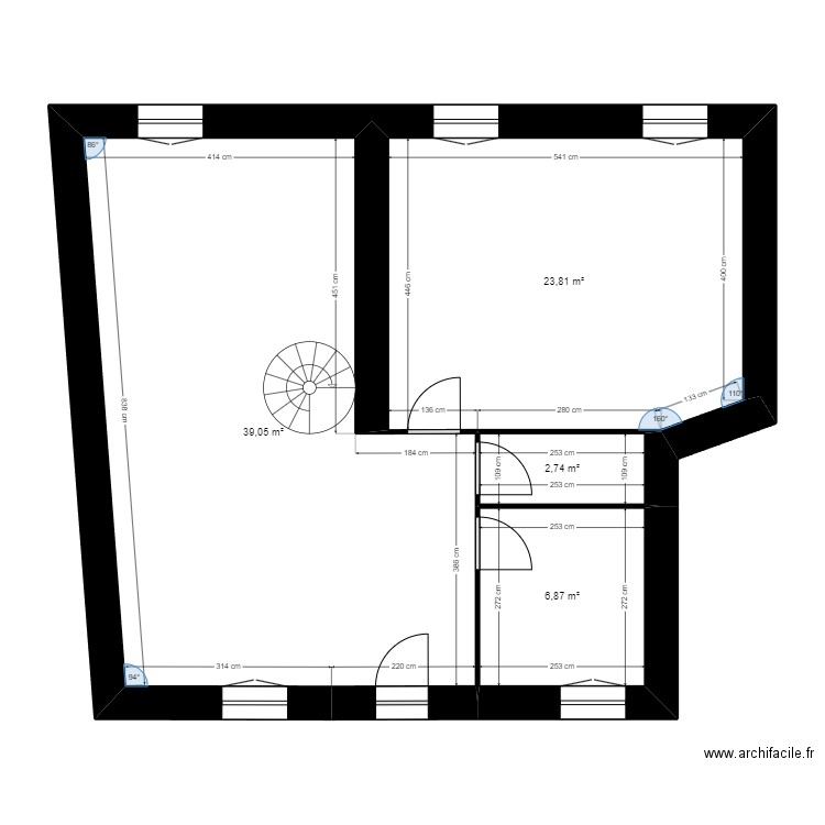 1er etage renover. Plan de 4 pièces et 72 m2