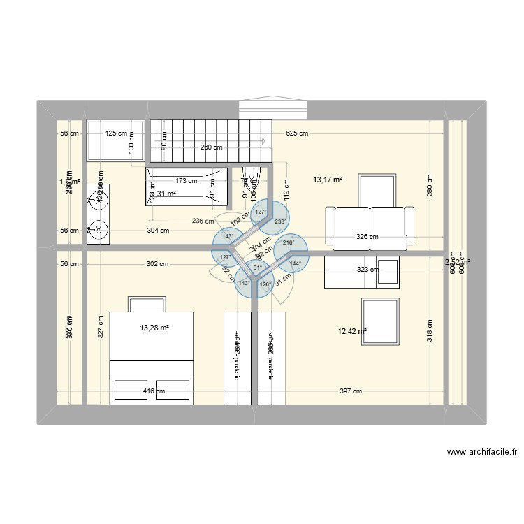 prop  cou 6. Plan de 6 pièces et 50 m2