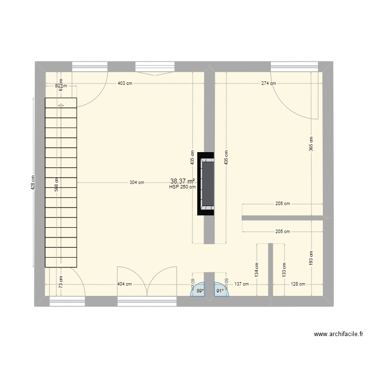 RDC AMbre. Plan de 1 pièce et 38 m2