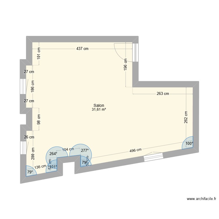 diaz. Plan de 1 pièce et 32 m2