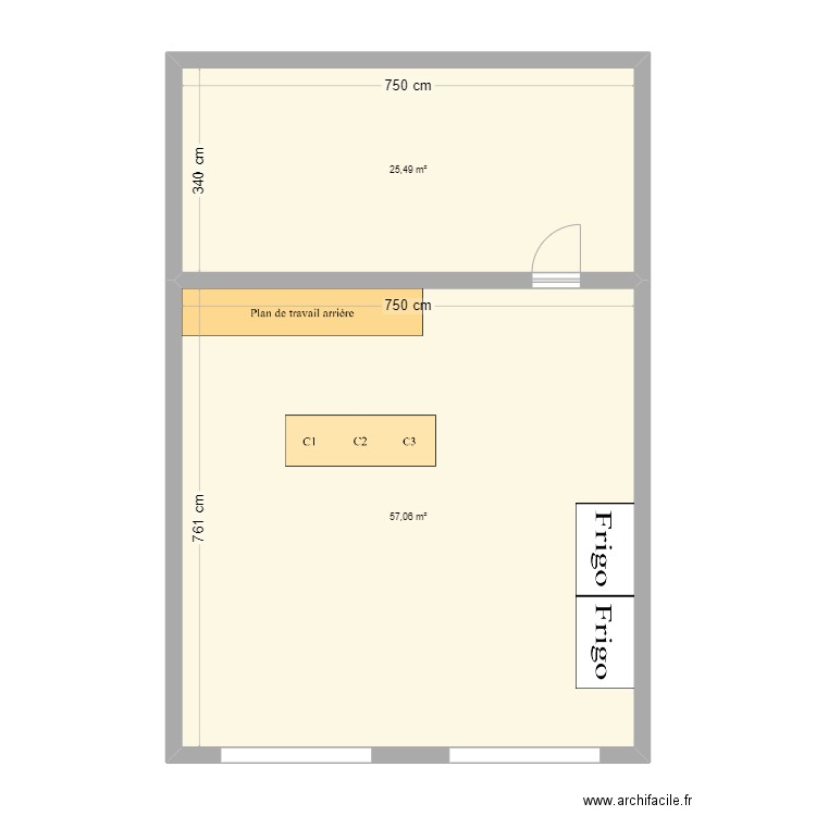 ESP ETENDU. Plan de 2 pièces et 83 m2