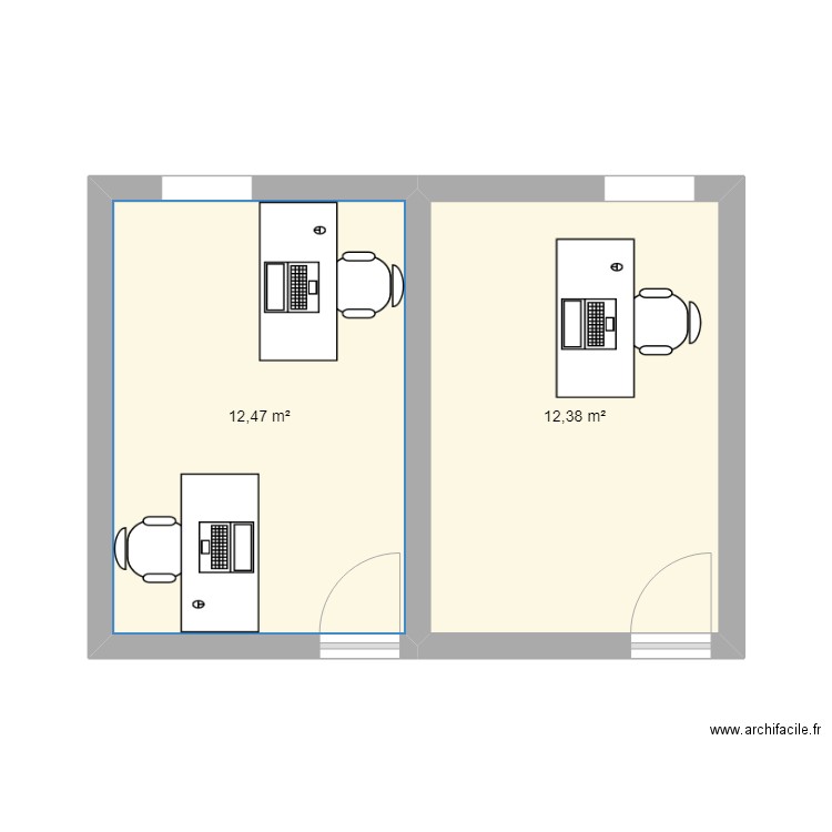 HJP. Plan de 2 pièces et 25 m2