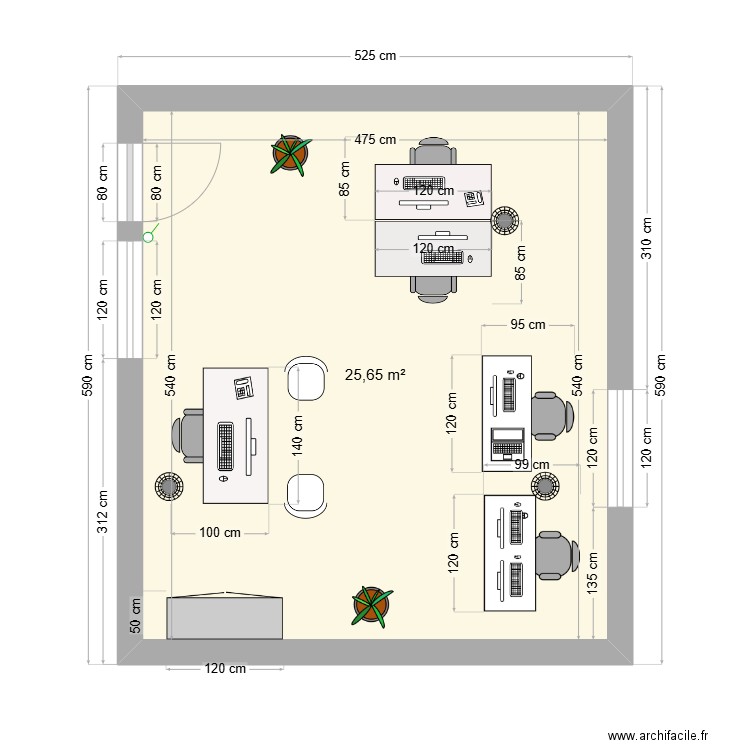 INFORMATIQUE. Plan de 1 pièce et 26 m2