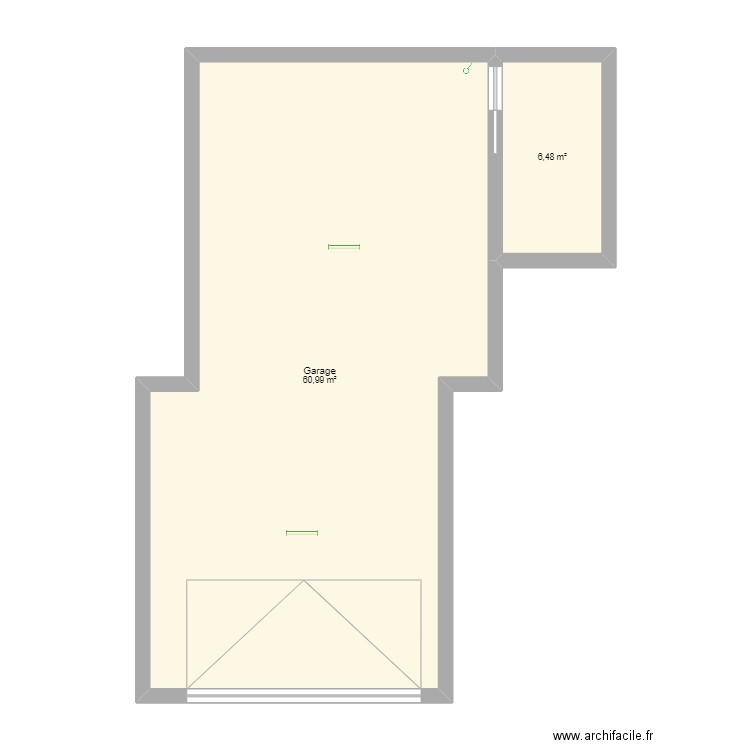 TiTi. Plan de 2 pièces et 67 m2