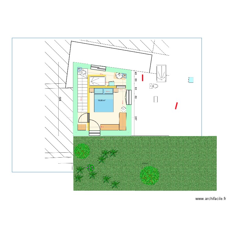 Plan Port-Blanc étage V6 (04.01.25). Plan de 1 pièce et 20 m2