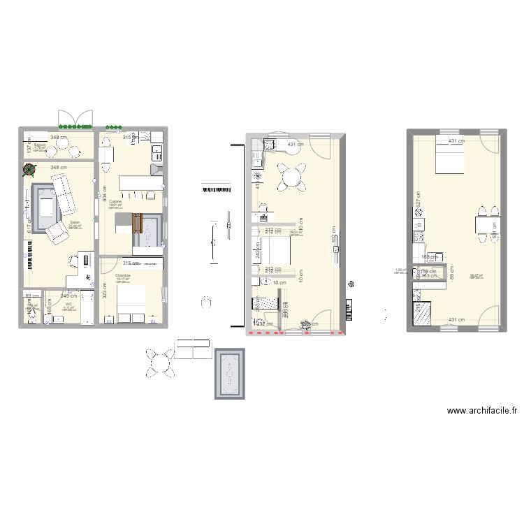 studio 4. Plan de 9 pièces et 140 m2