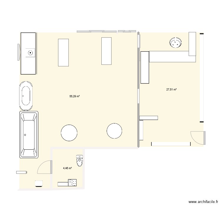 plan de salon. Plan de 3 pièces et 87 m2