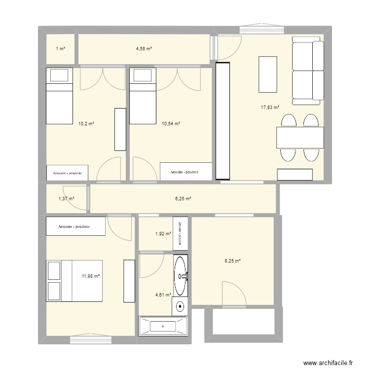 Appart24. Plan de 11 pièces et 79 m2