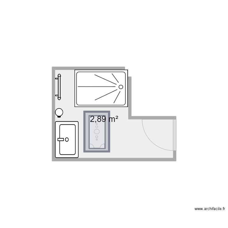 Estimation SDB. Plan de 1 pièce et 3 m2