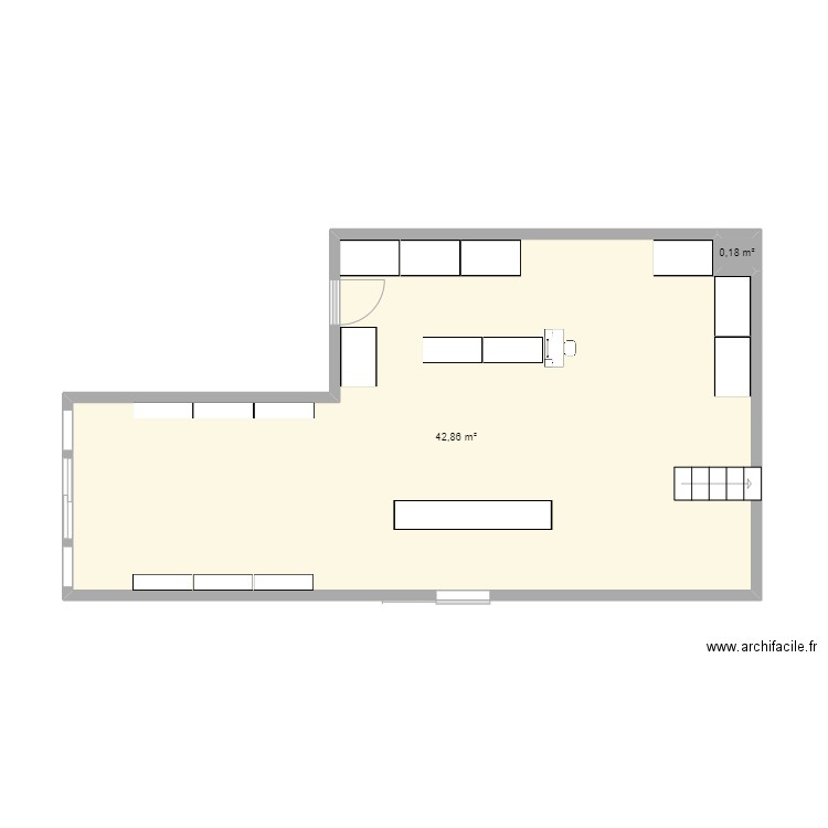 BS . Plan de 2 pièces et 43 m2