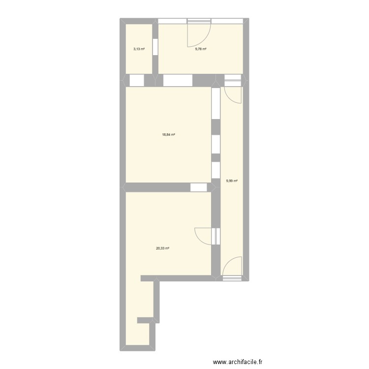 TIERCELINS. Plan de 5 pièces et 62 m2