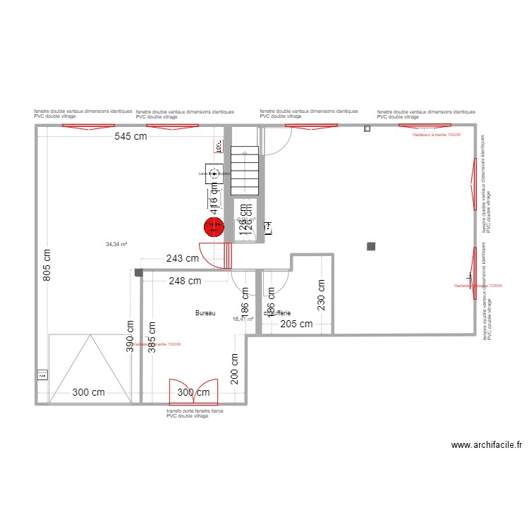 garage. Plan de 3 pièces et 52 m2