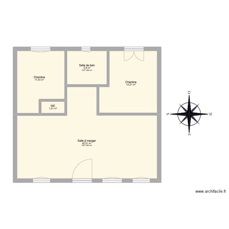 AKIL. Plan de 5 pièces et 75 m2