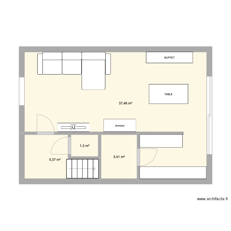 maison. Plan de 4 pièces et 48 m2