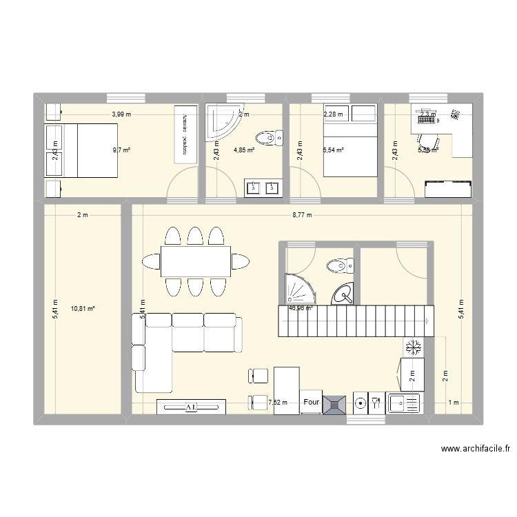 Pacorro. Plan de 6 pièces et 83 m2