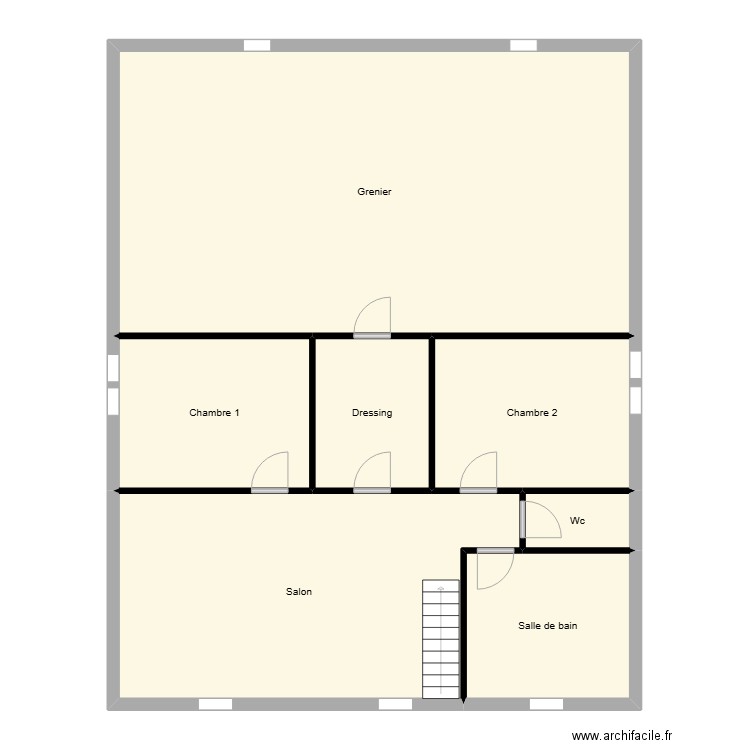 FG19B25A R+1. Plan de 7 pièces et 156 m2