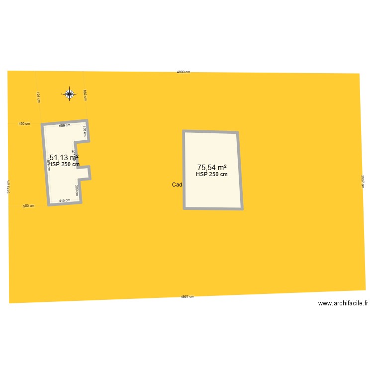 Plan de masse . Plan de 2 pièces et 127 m2