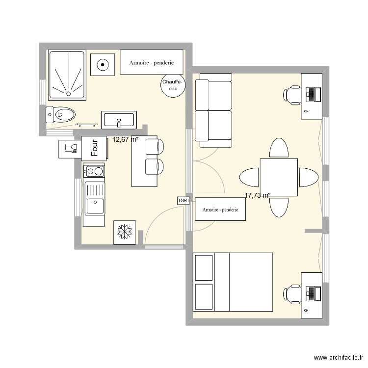 Plan base appart st mandé 011224. Plan de 2 pièces et 30 m2