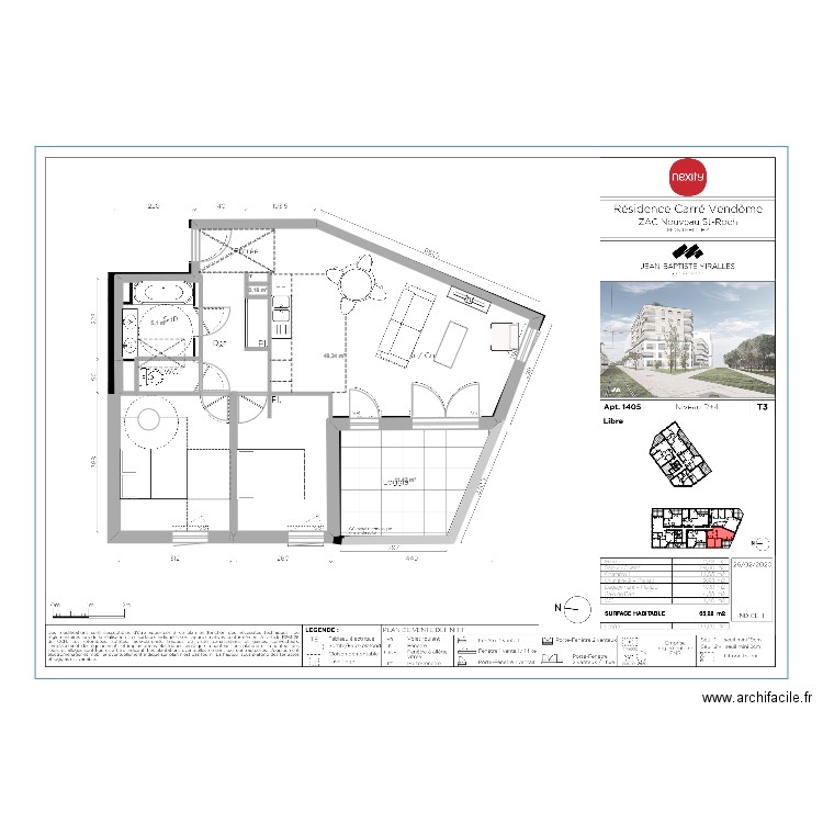 T3 S 04032025. Plan de 4 pièces et 66 m2