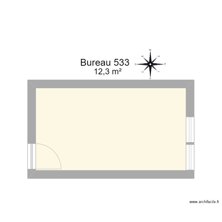 Bureau 533. Plan de 1 pièce et 12 m2