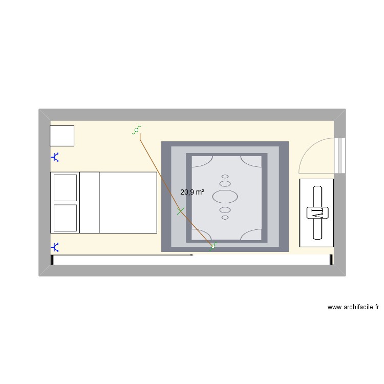 bunales matheo. Plan de 1 pièce et 21 m2