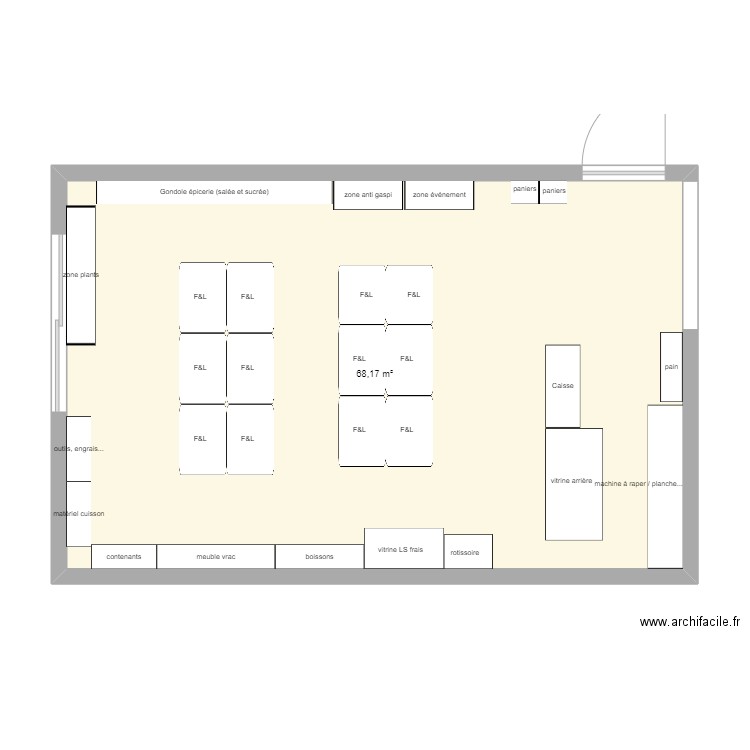 plan Mélanie 3. Plan de 1 pièce et 68 m2