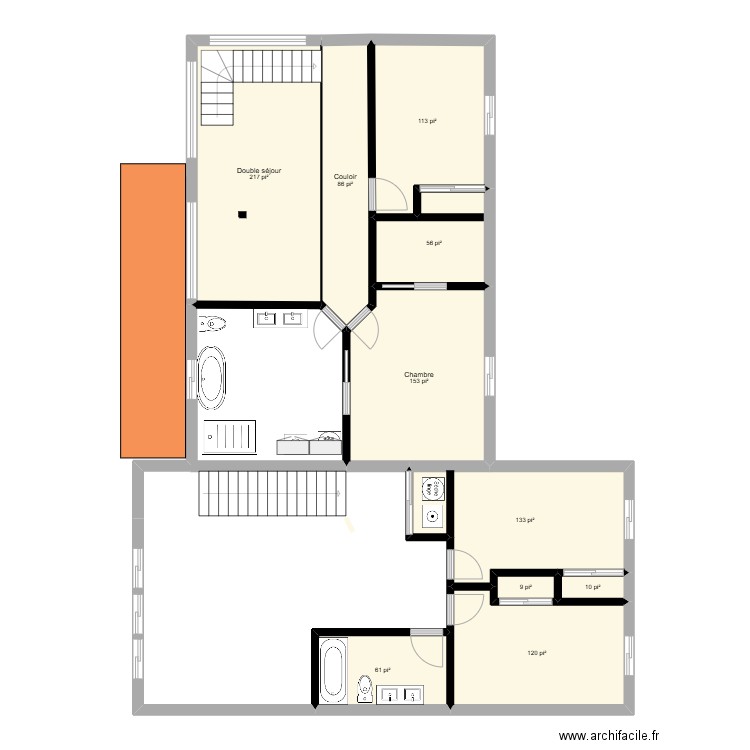 maison by genationnel etage. Plan de 10 pièces et 89 m2