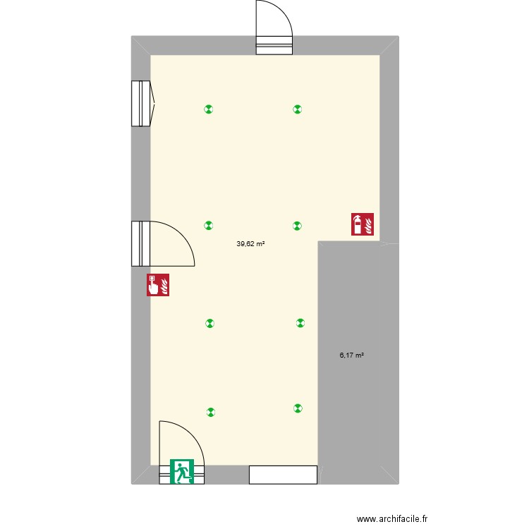 local delbergé. Plan de 2 pièces et 46 m2