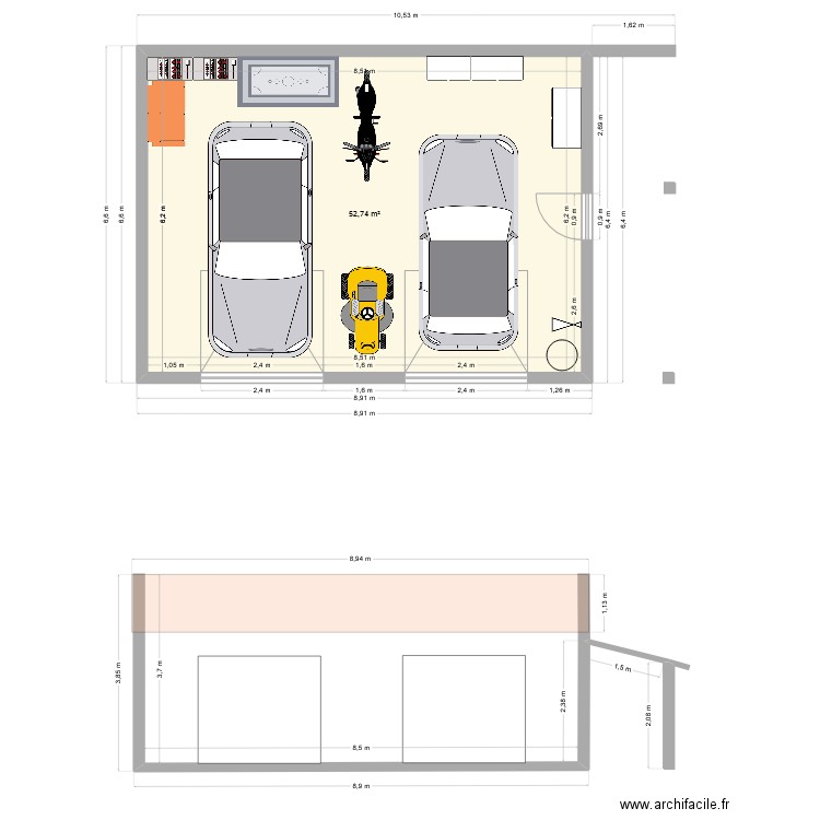 Garage2. Plan de 1 pièce et 53 m2